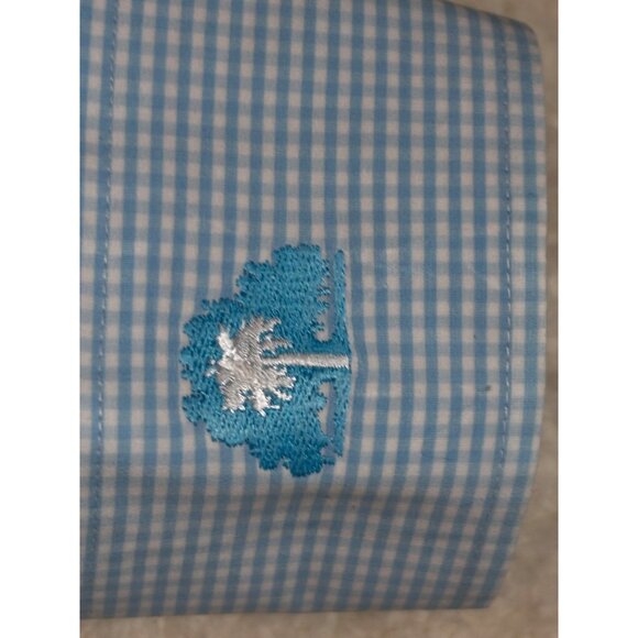 Peter Millar Mens Blue Checkered Dress Shirt Size M - Picture 6 of 16